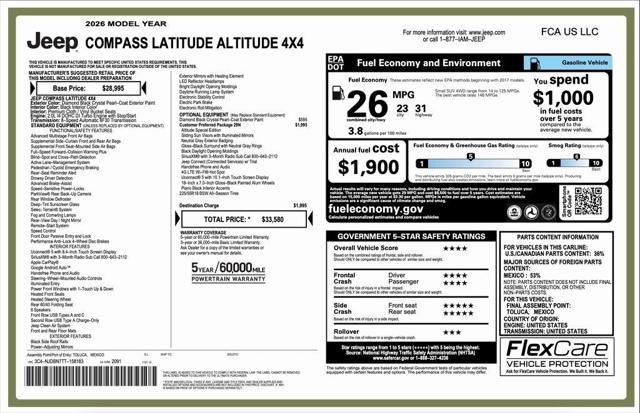 2026 Jeep Compass COMPASS LATITUDE ALTITUDE 4X4