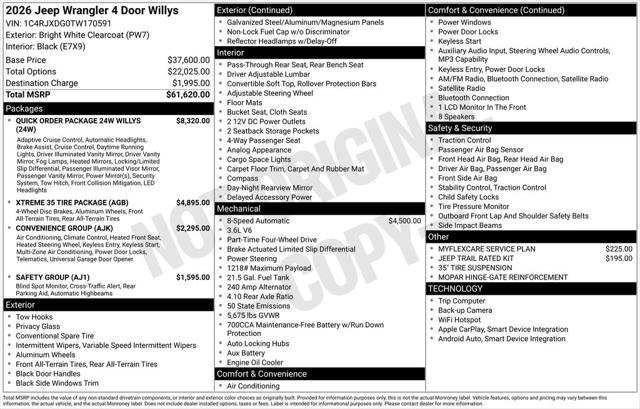 2026 Jeep Wrangler WRANGLER 4-DOOR WILLYS