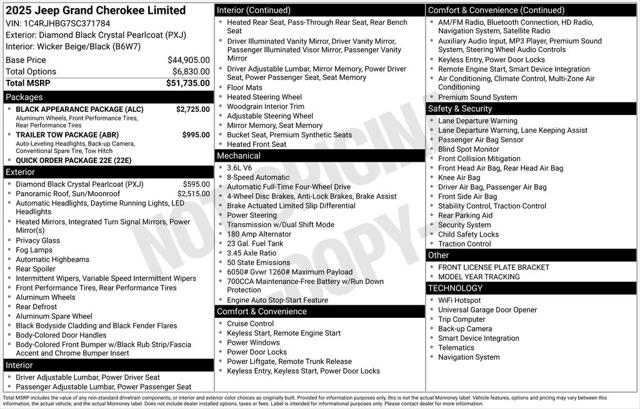 2025 Jeep Grand Cherokee GRAND CHEROKEE LIMITED 4X4 2025 Jeep Grand Cherokee GRAND CHEROKEE LIMITED 4X4