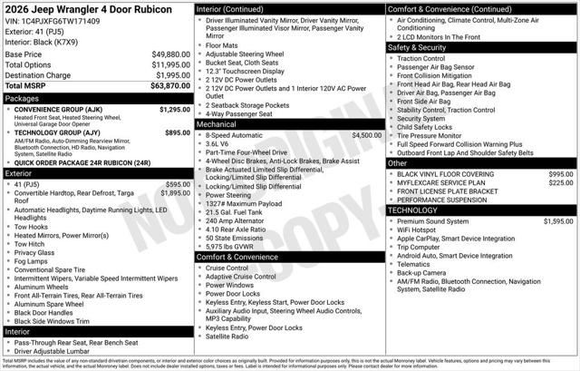 2026 Jeep Wrangler WRANGLER 4-DOOR RUBICON