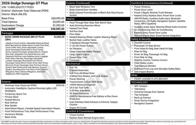 2026 Dodge Durango DURANGO GT PLUS AWD