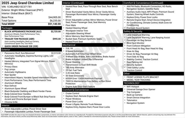 2025 Jeep Grand Cherokee GRAND CHEROKEE LIMITED 4X4