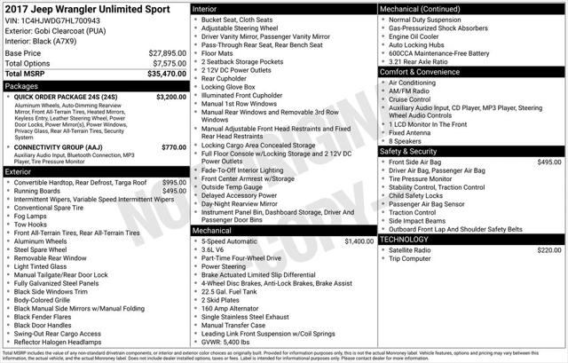 2017 Jeep Wrangler Unlimited Sport 4x4 2017 Jeep Wrangler Unlimited Sport 4x4