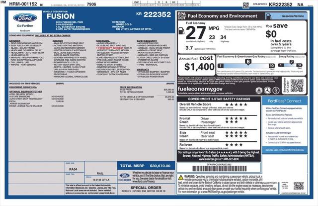 2019 Ford Fusion SEL 2019 Ford Fusion SEL