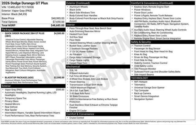 2026 Dodge Durango DURANGO GT PLUS AWD 2026 Dodge Durango DURANGO GT PLUS AWD