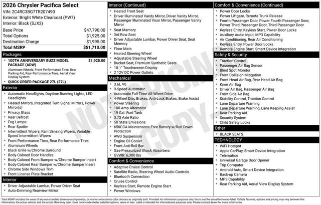2026 Chrysler Pacifica PACIFICA SELECT AWD