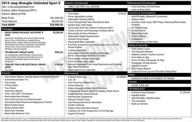 2019 Jeep Wrangler Unlimited Sport S 4x4 2019 Jeep Wrangler Unlimited Sport S 4x4