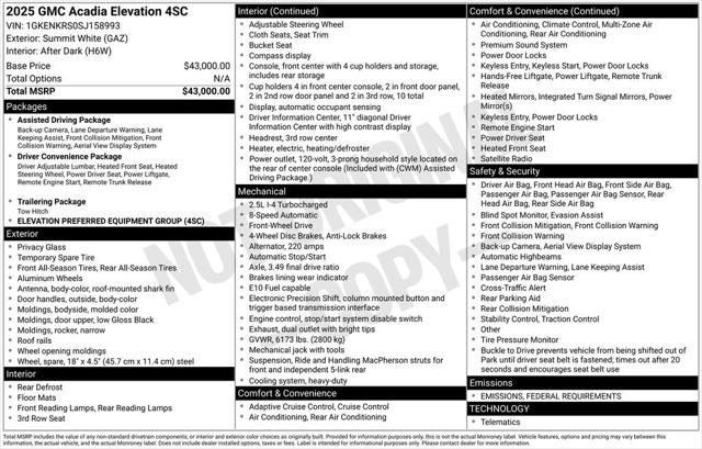 2025 GMC Acadia FWD Elevation 2025 GMC Acadia FWD Elevation