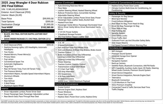 2025 Jeep Wrangler 4-Door Rubicon 392 Final Edition 4x4