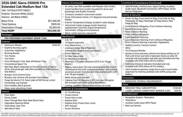 2026 GMC Sierra 2500HD Double Cab, Standard Bed, Pro, RWD