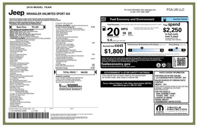 2018 Jeep Wrangler Unlimited Sport S 4x4 2018 Jeep Wrangler Unlimited Sport S 4x4