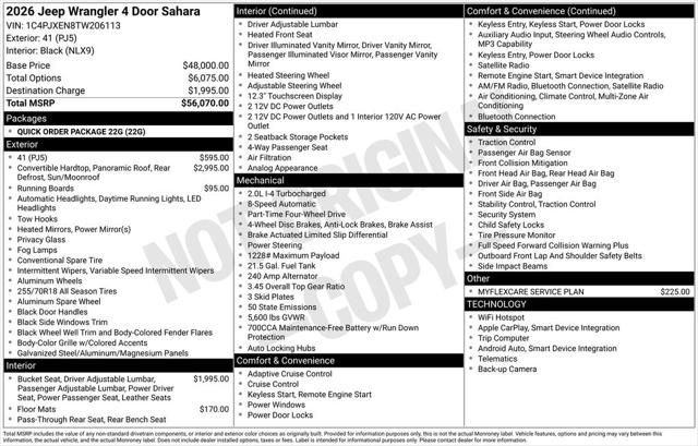 2026 Jeep Wrangler WRANGLER 4-DOOR SAHARA 2026 Jeep Wrangler WRANGLER 4-DOOR SAHARA