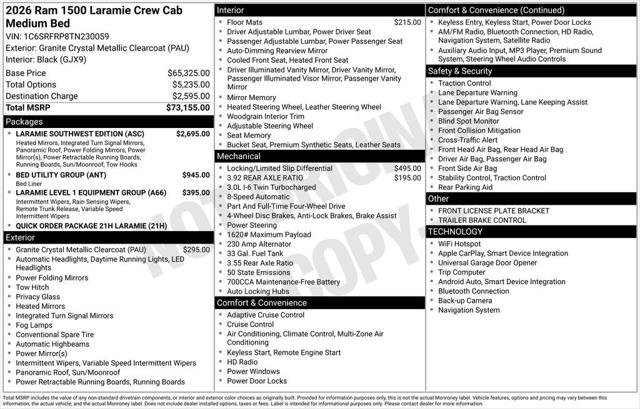 2026 RAM Ram 1500 RAM 1500 LARAMIE CREW CAB 4X4 64 BOX