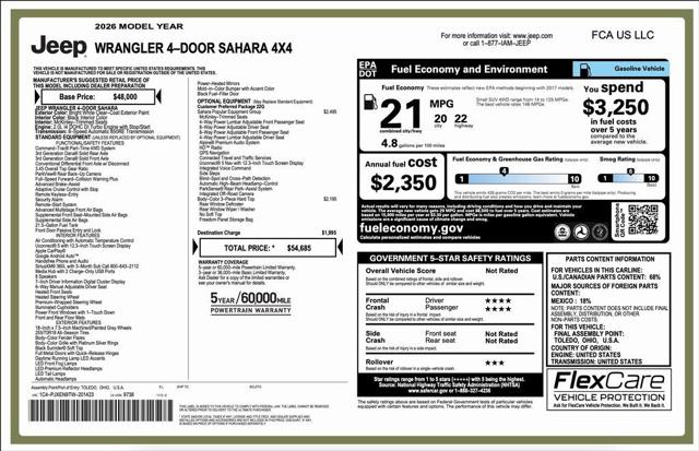 2026 Jeep Wrangler WRANGLER 4-DOOR SAHARA