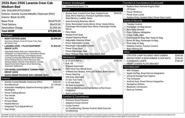 2026 RAM Ram 2500 RAM 2500 LARAMIE CREW CAB 4X4 64 BOX