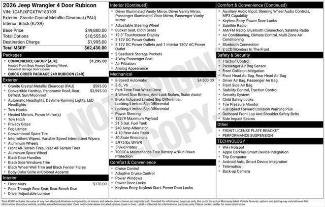 2026 Jeep Wrangler WRANGLER 4-DOOR RUBICON