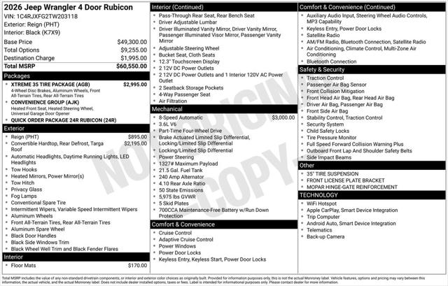 2026 Jeep Wrangler WRANGLER 4-DOOR RUBICON