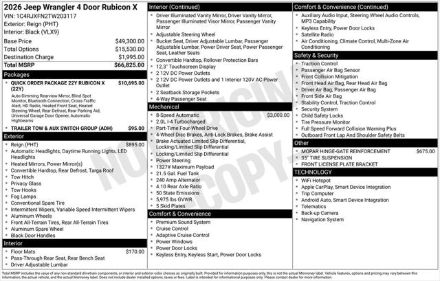 2026 Jeep Wrangler WRANGLER 4-DOOR RUBICON X