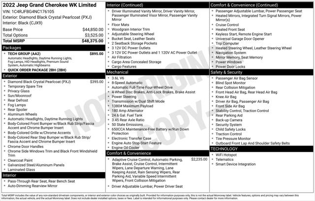 2022 Jeep Grand Cherokee WK Limited 4x4 2022 Jeep Grand Cherokee WK Limited 4x4