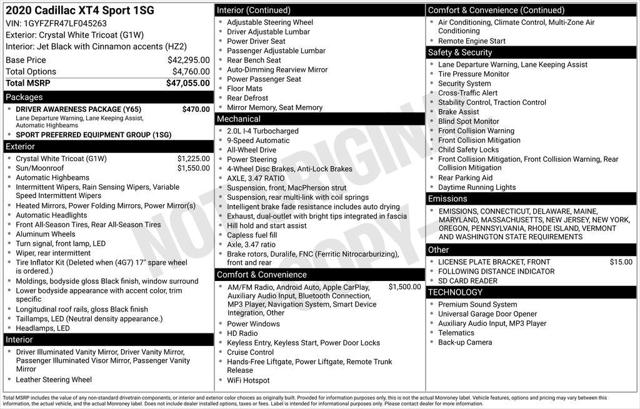 2020 Cadillac XT4 AWD Sport 2020 Cadillac XT4 AWD Sport