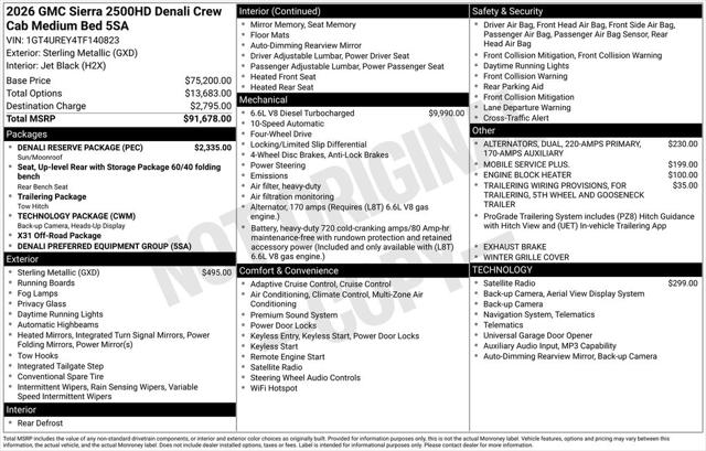 2026 GMC Sierra 2500HD Crew Cab, Standard Bed, Denali, 4WD