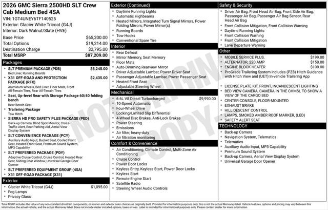 2026 GMC Sierra 2500HD Crew Cab, Standard Bed, SLT, 4WD