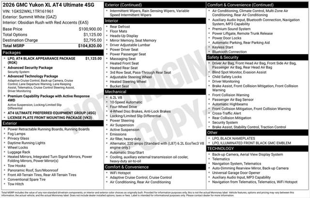 2026 GMC Yukon XL 4WD AT4 Ultimate