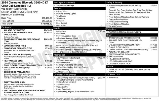 2024 Chevrolet Silverado 3500HD 4WD Crew Cab Long Bed LT 2024 Chevrolet Silverado 3500HD 4WD Crew Cab Long Bed LT