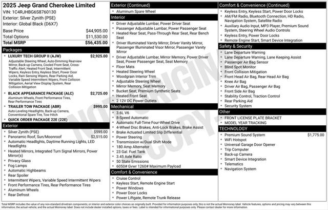 2025 Jeep Grand Cherokee GRAND CHEROKEE LIMITED 4X4 2025 Jeep Grand Cherokee GRAND CHEROKEE LIMITED 4X4