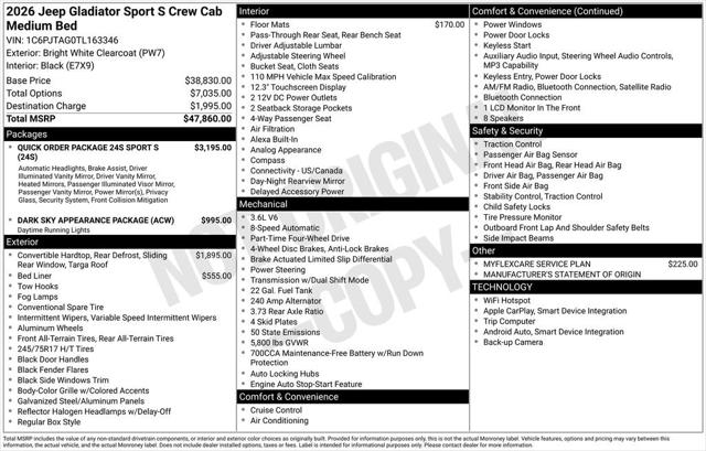 2026 Jeep Gladiator GLADIATOR SPORT S 4X4