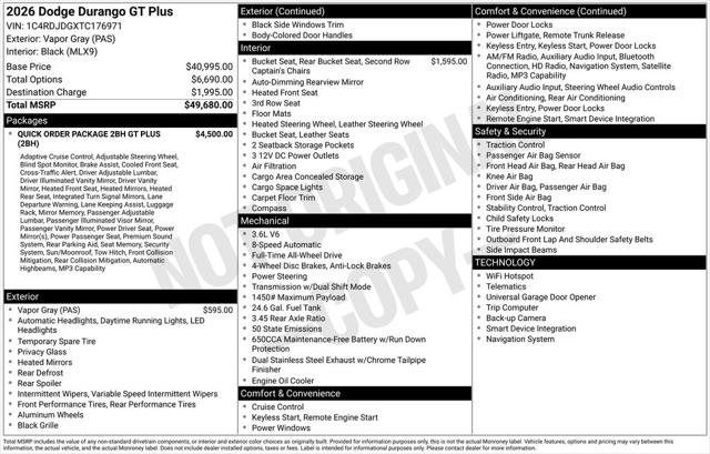 2026 Dodge Durango DURANGO GT PLUS AWD