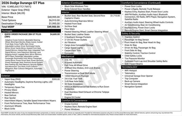 2026 Dodge Durango DURANGO GT PLUS AWD