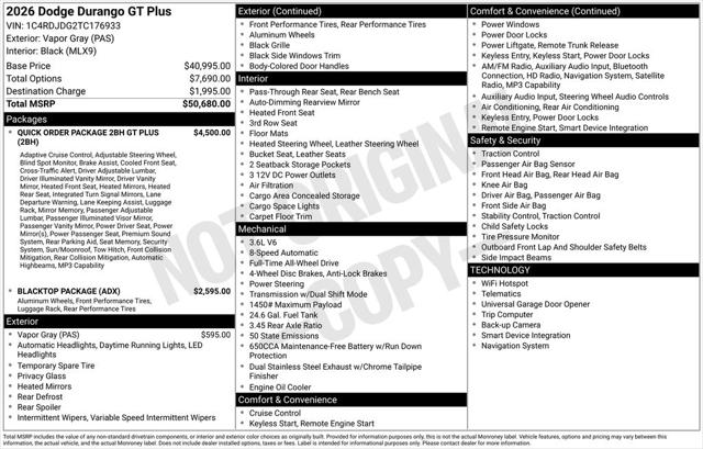 2026 Dodge Durango DURANGO GT PLUS AWD
