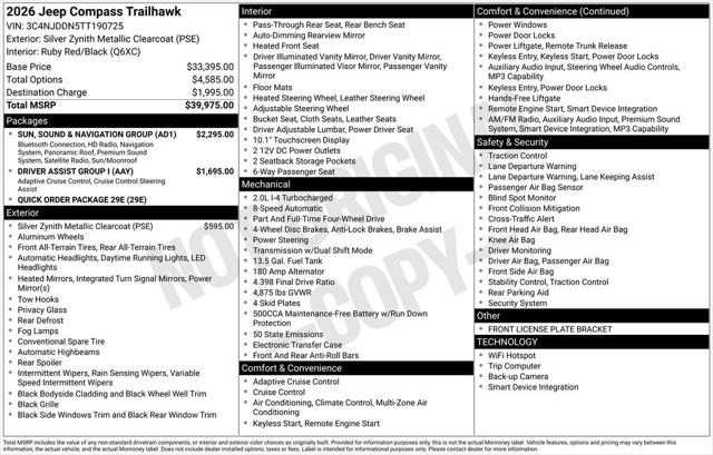 2026 Jeep Compass COMPASS TRAILHAWK 4X4