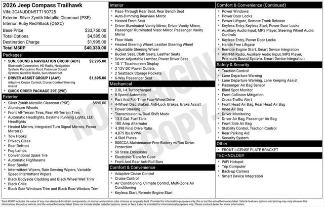 2026 Jeep Compass COMPASS TRAILHAWK 4X4 2026 Jeep Compass COMPASS TRAILHAWK 4X4