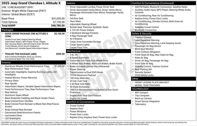 2025 Jeep Grand Cherokee GRAND CHEROKEE L ALTITUDE X 4X4