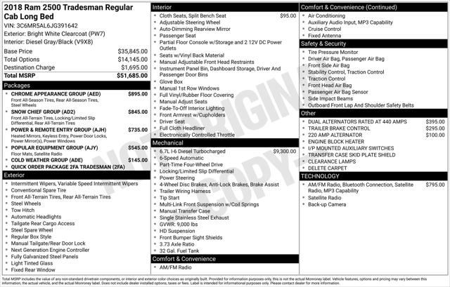 2018 RAM 2500 Tradesman Regular Cab 4x4 8 Box 2018 RAM 2500 Tradesman Regular Cab 4x4 8 Box
