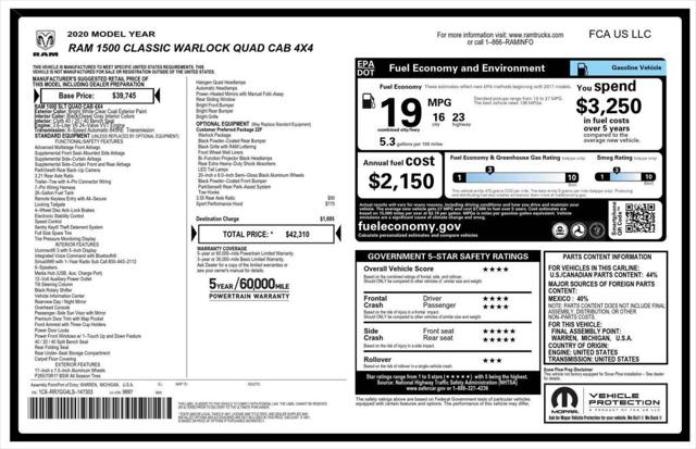 2020 RAM 1500 Classic Warlock Quad Cab 4x4 64 Box 2020 RAM 1500 Classic Warlock Quad Cab 4x4 64 Box