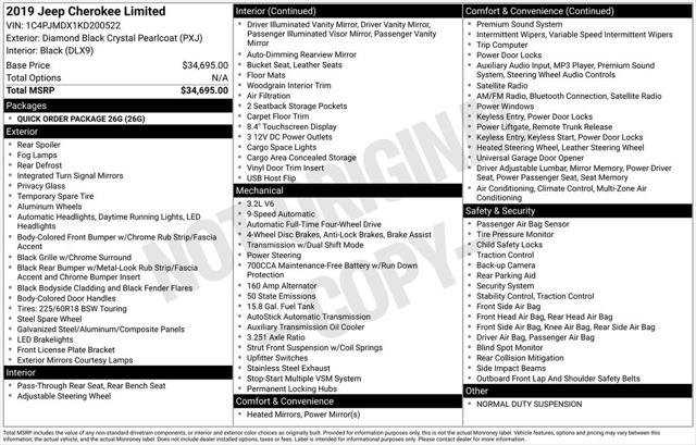 2019 Jeep Cherokee Limited 4x4 2019 Jeep Cherokee Limited 4x4