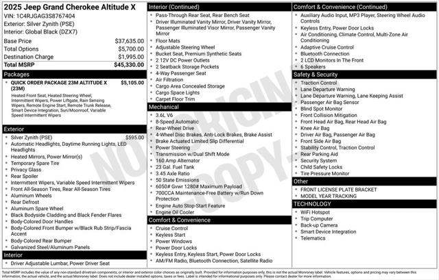 2025 Jeep Grand Cherokee Altitude X 4x2