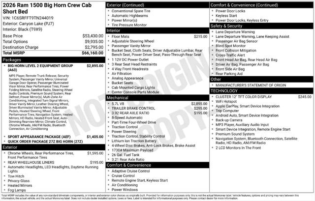 2026 Ram 1500 Big Horn Crew Cab 4x4 57 Box
