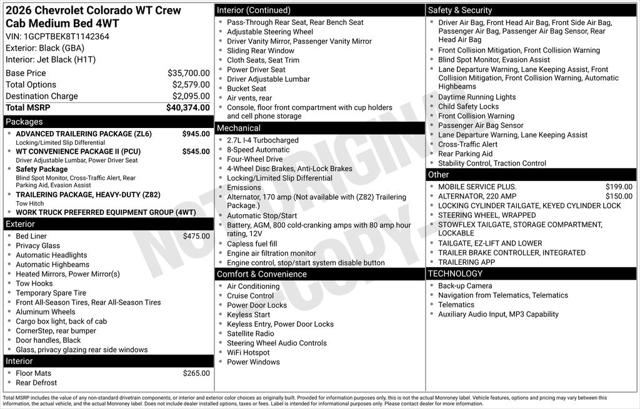 2026 Chevrolet Colorado WT, 4WD