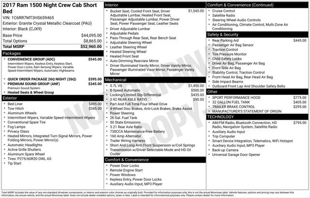 2017 RAM 1500 Night Crew Cab 4x4 57 Box 2017 RAM 1500 Night Crew Cab 4x4 57 Box