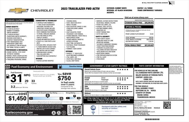 2023 Chevrolet Trailblazer FWD ACTIV 2023 Chevrolet Trailblazer FWD ACTIV
