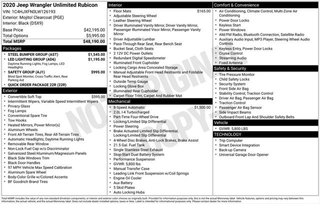 2020 Jeep Wrangler Unlimited Rubicon 4X4 2020 Jeep Wrangler Unlimited Rubicon 4X4