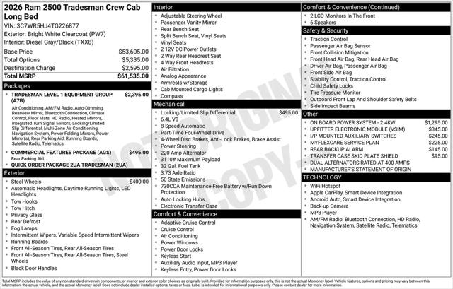2026 Ram 2500 Tradesman Crew Cab 4x4 8' Box