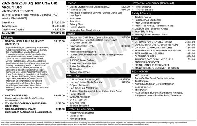 2026 Ram 2500 Big Horn Crew Cab 4x4 6'4" Box