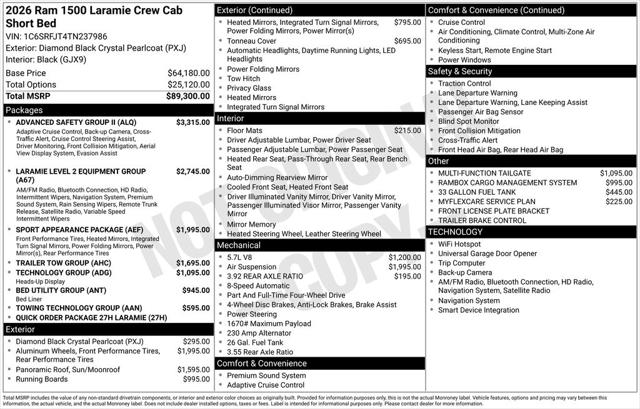 2026 RAM Ram 1500 RAM 1500 LARAMIE CREW CAB 4X4 57 BOX 2026 RAM Ram 1500 RAM 1500 LARAMIE CREW CAB 4X4 57 BOX