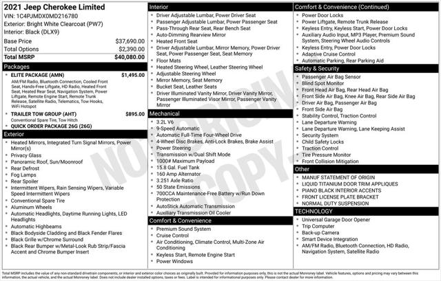 2021 Jeep Cherokee Limited 4X4 2021 Jeep Cherokee Limited 4X4