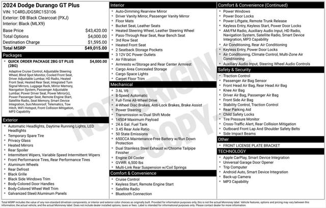 2024 Dodge Durango GT Plus AWD 2024 Dodge Durango GT Plus AWD